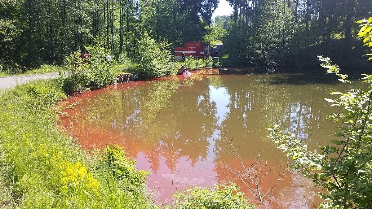 Insekticidy unikly do rybníku z převráceného vozíku